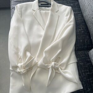 Lafayette 148 New York Cream Suit with Knot Cuffs